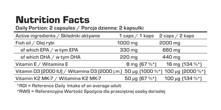 7NUTRITION OMEGA 3 D3 + K2 - 180 softgels