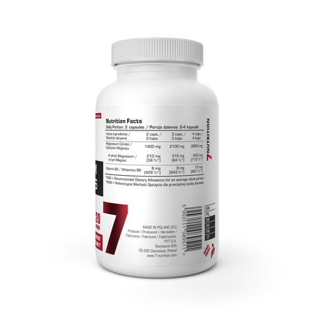                     7Nutrition MAGNESIUM CITRATE + B6 120 Vege Caps.                